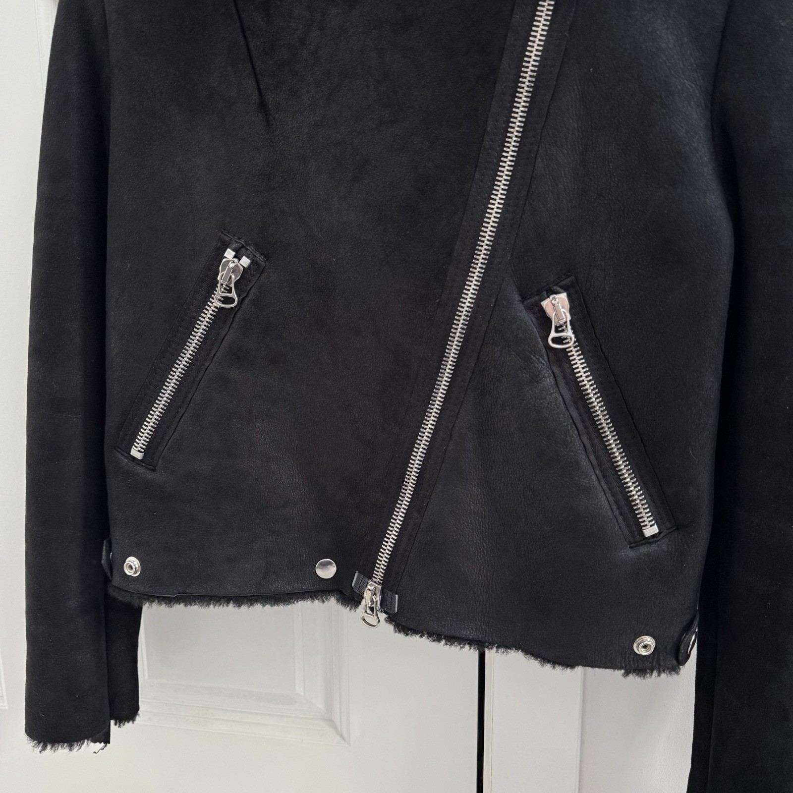 Acne Studios Black Leather Shearling Lined Jacket - Biker Style, UK 8 (36) | Authentic | No Wear | RRP £1800 image 3