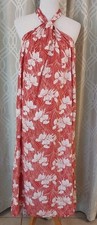 Hawaiian Maxi Dress Red White Floral   SIZE LARGE