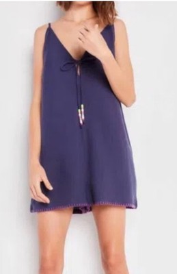 NWT Lisa Todd Beachy Keen Romper Navy Blue Small Cotton Gauze Boho Vacation