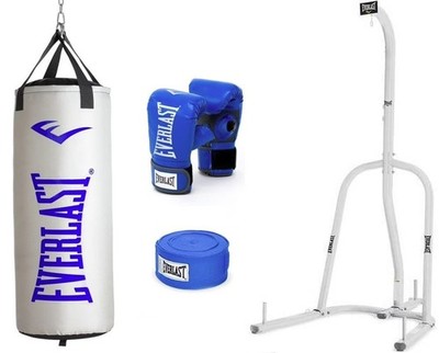 Everlast Single Station Heavy Bag Stand w/ 80 Pound  Heavy Bag & Gloves & Wrap