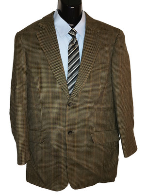 Abriani Men s Brown Blazer Houndstooth Pattern Two Blazer  Size 44R M008