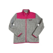 Vineyard Vines Girls' Fleece Sweater Jacket Pink Quilted Gray Full Zip Size L
