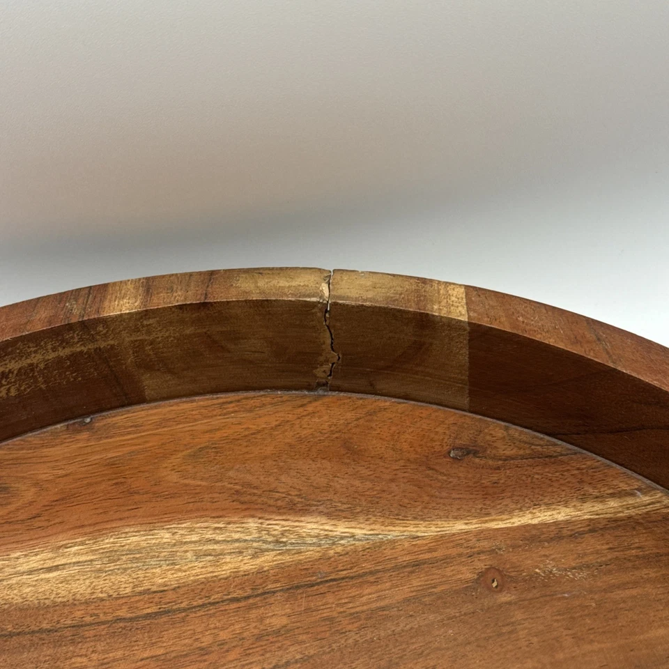 Bandeja para servir de metal y madera con 2 asas, rústica Foto 3 de 4