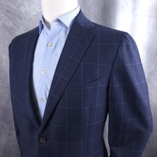 SuitSupply Sienna Blazer Mens 42S Blue Windowpane Wool Vitale Barberis Canonico