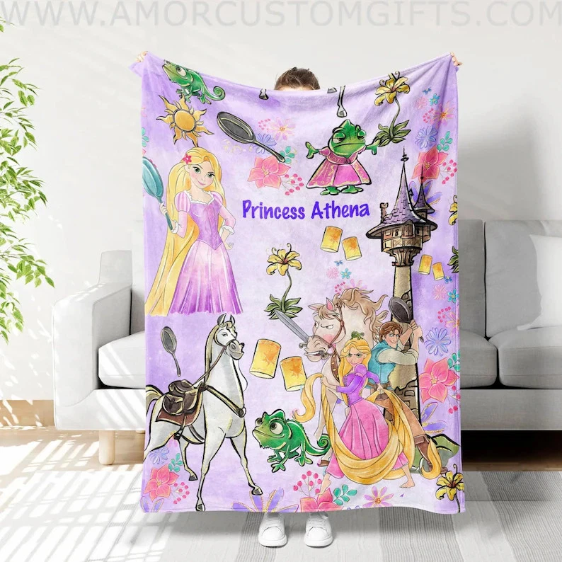 Personalized Rapunzel Blanket - Custom Name Soft Minky Fleece Blanket