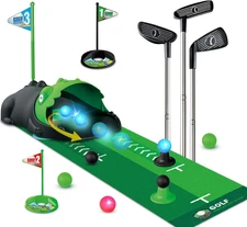 Upgraded Kids Toy Golf Set with Dinosaur Automatic Golf Returner, Led Light up N