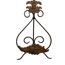 Table Top Fleur-de-lis Wrought Iron Display Easel  14” Art Plate Book Photo…