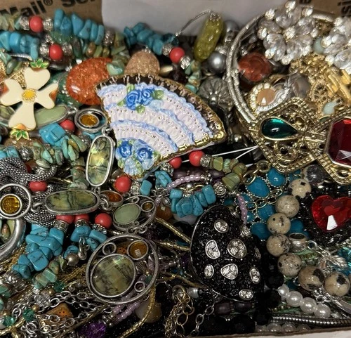 Vintage & Modern Some Signed Costume Jewelry Lot Full Small Priority Box # 99