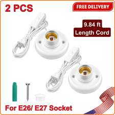 2 PCS Light Socket with Cord Light Bulb Base E26/ E27 Lamp Base Desktop 9.84 ft
