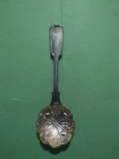 Vintage Epns Plated Berry and Fruit Serving Spoon Raised Fruit Design