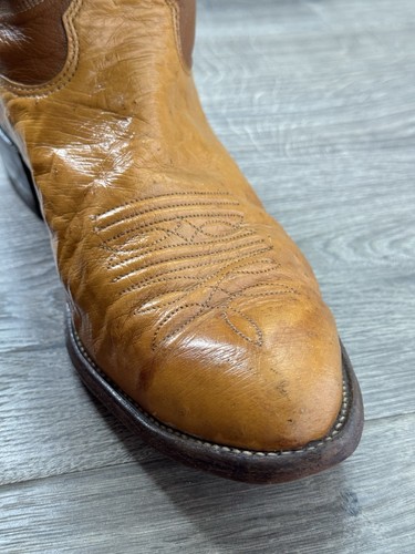 Vintage Nocona Boots Late 90s/00s Golden Leather Ostrich Sz 9 - Picture 3 of 18