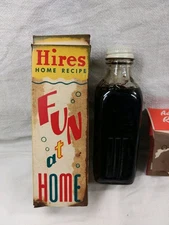 Vtg Hires Root Beer Concentrate Bottle & Box, Fun At Home For Collecting Only #H