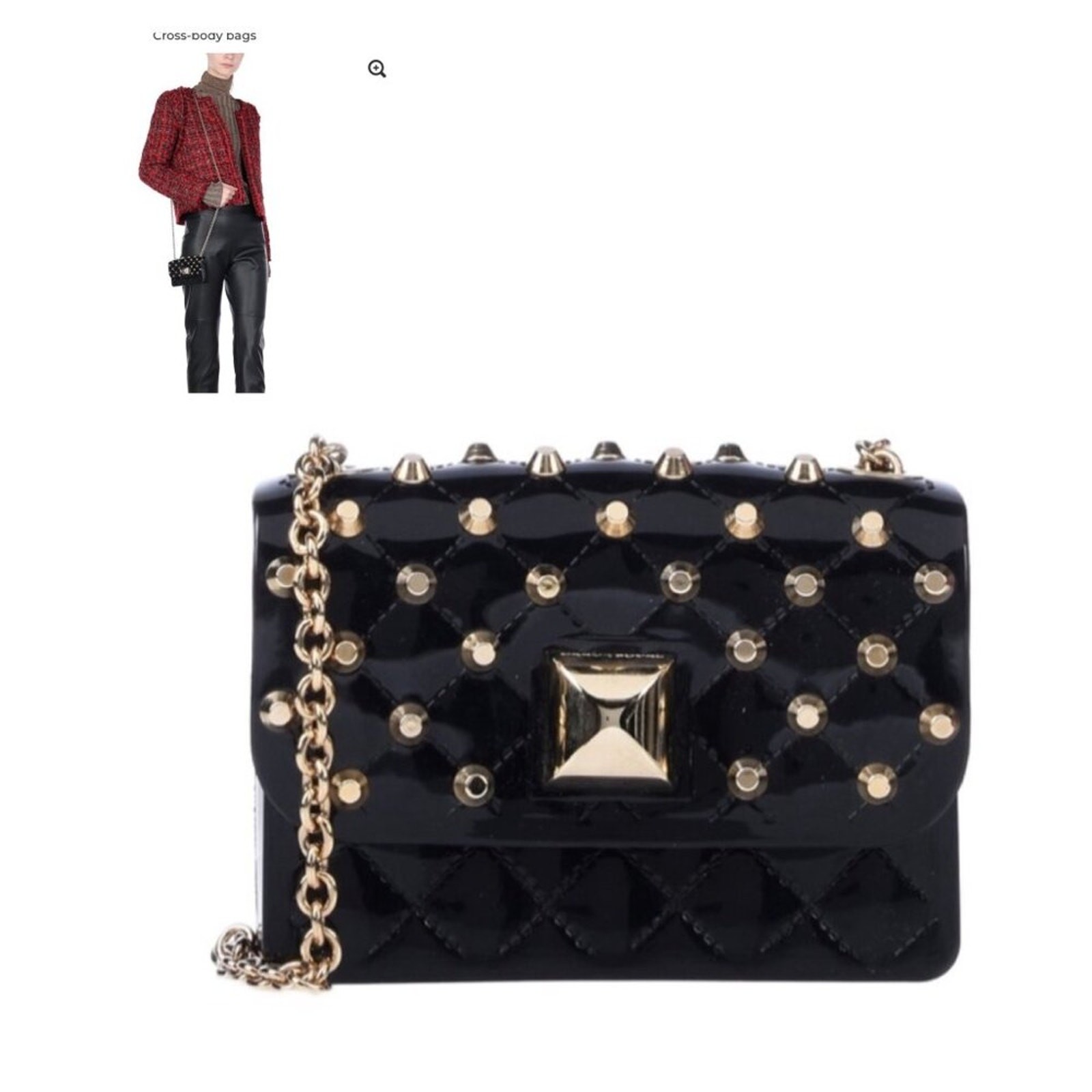 Herve Guyel Black Gold Studded Mini Jelly Crossbody Bag