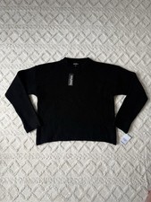 boohoo Black Oversized Knitted Jumper – Relaxed Fit Knitwear – UK S – NWT