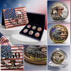 6PCS USA 250th Anniversary Commemorative Coin Gift Set, Year Blue 2