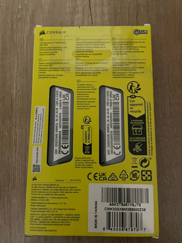 CORSAIR Vengeance DDR5 RAM 32GB (2x16GB) 6000MHz CL36 AMD EXPO INTEL XMP - NEU - Bild 2 von 3