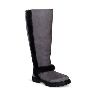 UGG SUNBURST EXTRA TALL GREY SUEDE SHEARLING WINTER WOMEN'S BOOTS