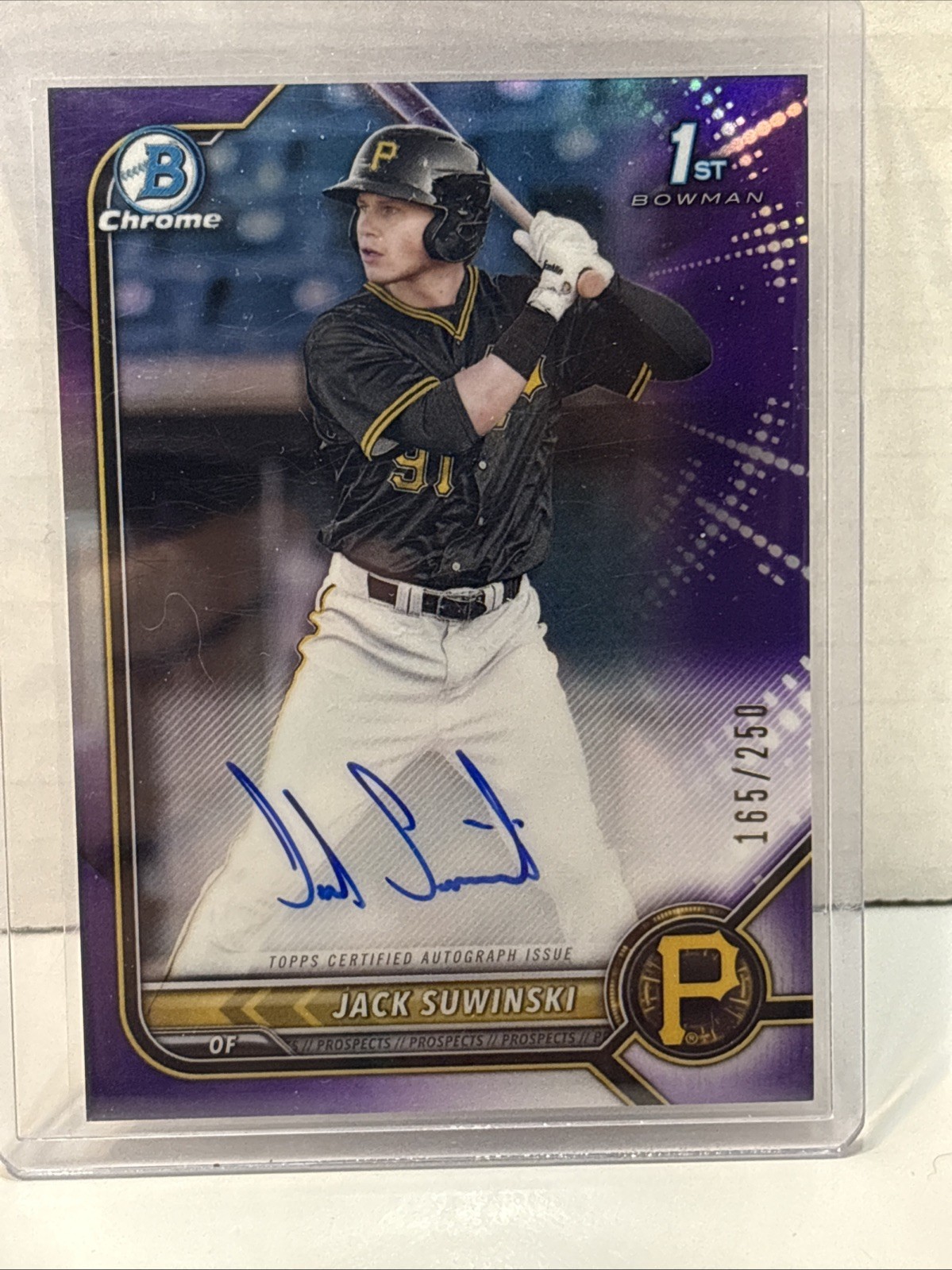 2022 Topps Bowman Chrome Jack Suwinski 1st Purple Refractor Auto /250 #CPA-JS