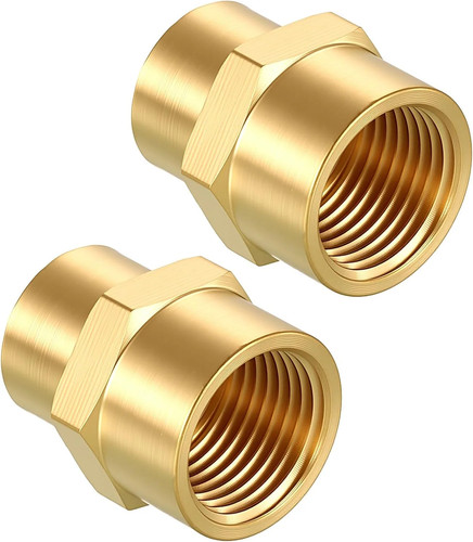Pack of 2, 3/8" FeMale NPT to 1/4" FeMale NPT Solid Brass Pipe Fitting Coupler,
