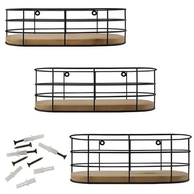 Hanging 3 Tier Fruit Basket Metal Wire Oval Storage Organizer Wall Basket For Ki