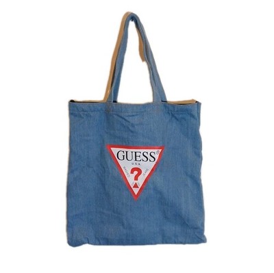 VINTAGE GUESS JEANS USA 80'S 90'S DARK DENIM TOTE BAG PURSE SPELL OUT RETRO !!!
