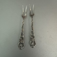 Vintage Art Nouveau Silver plate Serving Forks Hallmarked Nils Johan Sweden