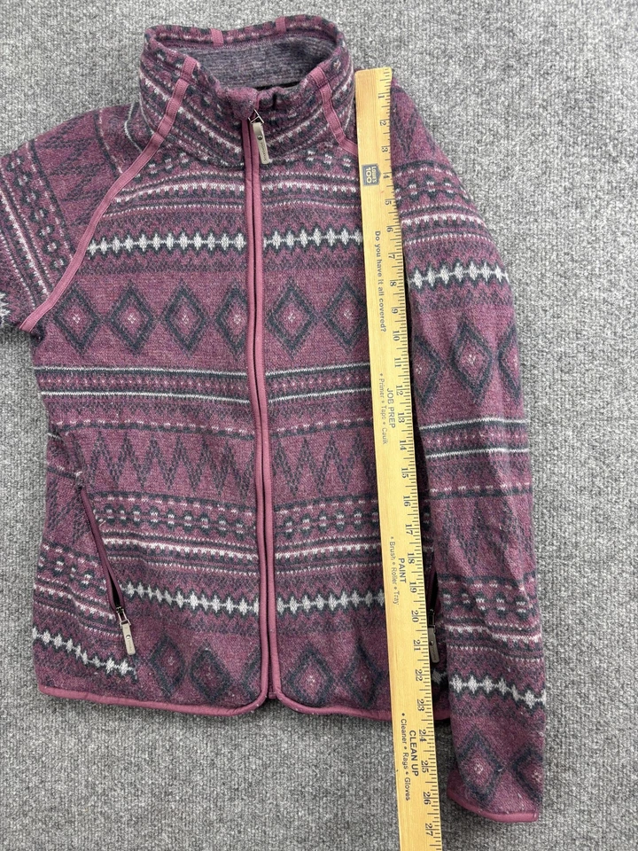 Suéter Smartwool Mujer Medio Púrpura Cremallera Completa Lana Tejido Chaqueta Fair Isle Foto 4 de 4