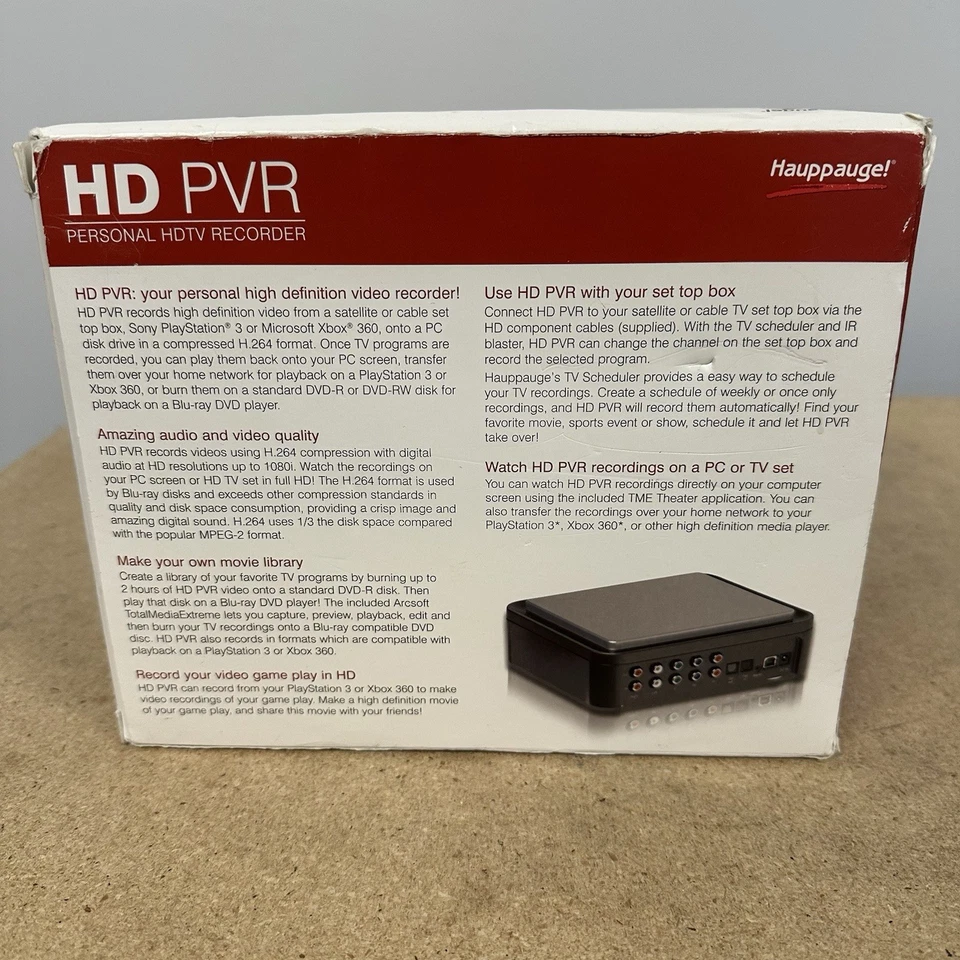Hauppauge HD PVR 1212 1080p PC Game Xbox 360 PS3 AV S Video Recorder New In Box - Image 4 of 4