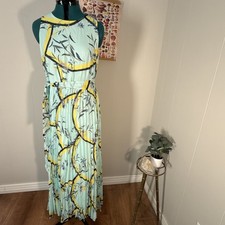 C EST 1946 Floral Pleated Maxi Dress Boho Sleeveless Flowy Lined SZ M NWT