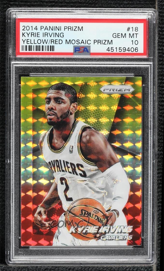 2014-15 Panini Prizm Yellow & Red Mosaic Kyrie Irving #18 PSA 10 GEM MT 3nn