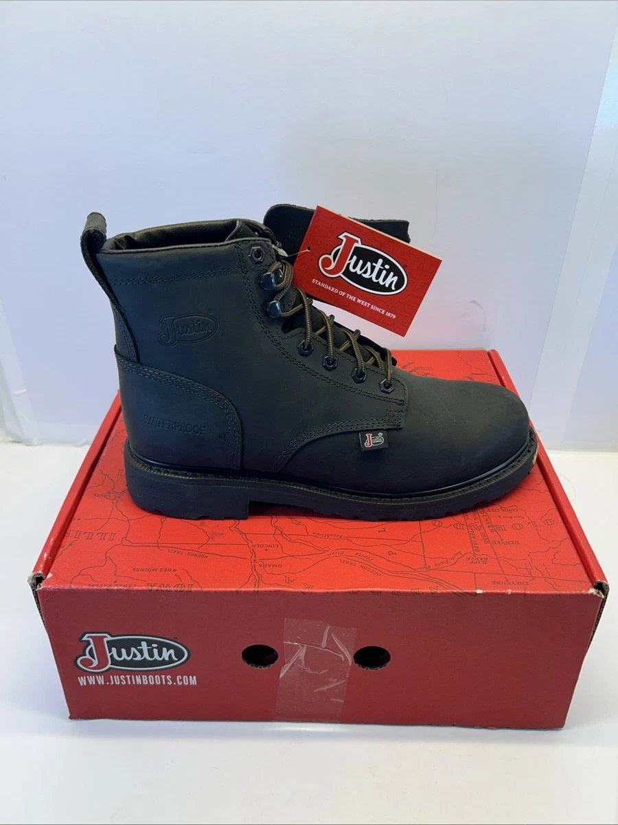 JUSTIN FFA Leather Shell Toe Work Boots Stock 968 Men\'s 8.5 M Black Utility Justin FFA Soft Toe Work Boots Mens Size 12 M Black Leather  main image 2