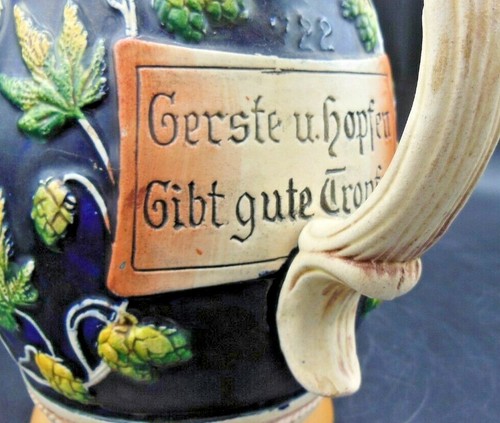Vintage Eckhardt & Engler 1L Lidded Stein - Germany - Gerste U Hopfen - Picture 4 of 5