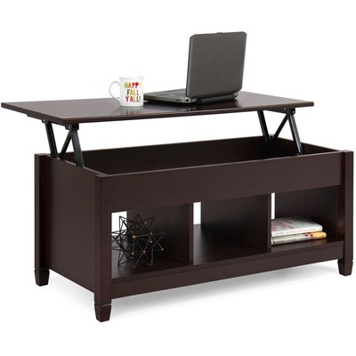 Brown Coffee Table Hidden Storage Lift Top Tabletop Pull Out