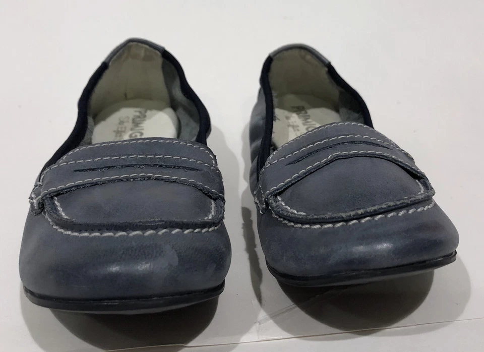 Primigi Niñas O Niños Azul Mocasín Iglesia Vestido Antichoque Sin Cordones Cuero Genuino Foto 4 de 4
