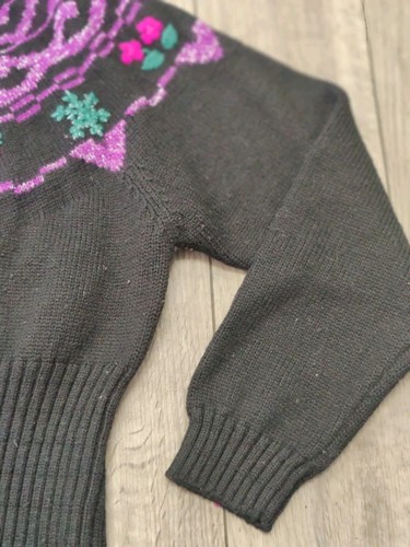 VTG Obermeyer Sweater Womens S Fair Isle Snowflake 3D Embroidery Zip Neck Ski - Picture 4 of 12