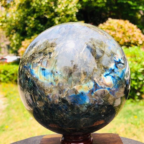8.29LB Natural Labradorite Ball Rainbow Quartz Crystal Sphere Gem Reiki Healing - Picture 19 of 20