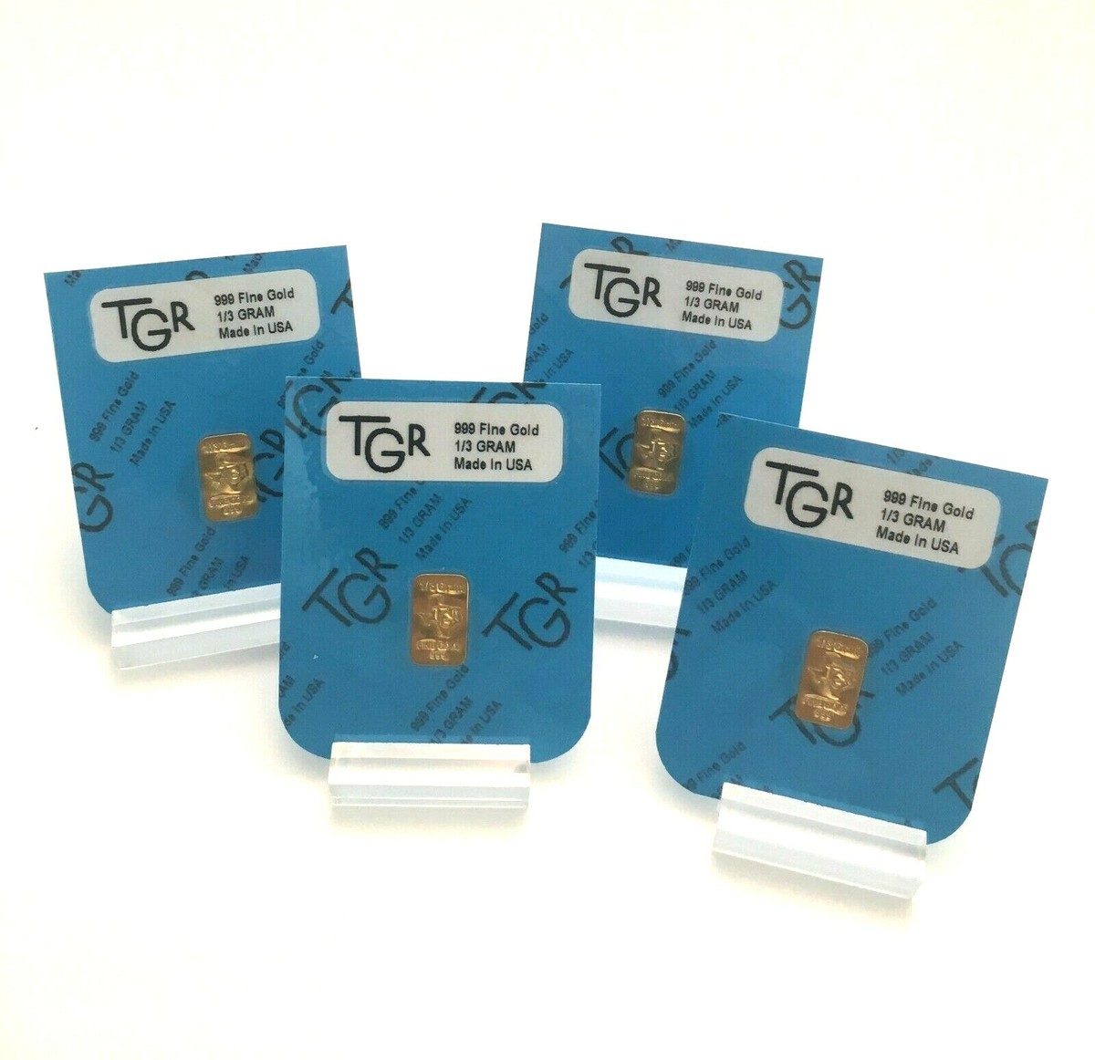 GOLD 1/3 GRAM G 24K PURE TGR PREMIUM BULLION (4X) BAR 999.9