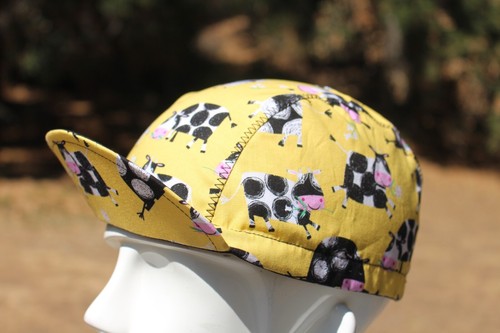 CYCLING CAP A BEAUTIFUL LITTLE COW 100% COTTON HANDMADE IN USA S/M/L - Picture 7 of 10