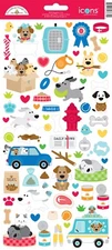 Crafts Doodlebug Icon Stickers Doggone Cute Dogs Food Hydrant Treats Toys Paws