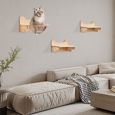 Wood Wall-Mounted Cat Bed Furniture Round Capsule Space Jumping Platforms DIY US