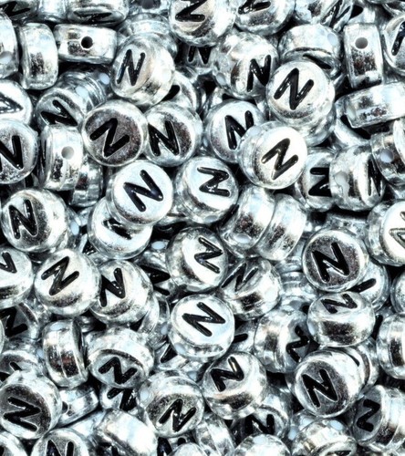 50 Stck. 7x4 mm Flach Rund Silber Farbe Einzelbuchstaben A-Z Acryl Alphabet Perlen - Bild 17 von 29