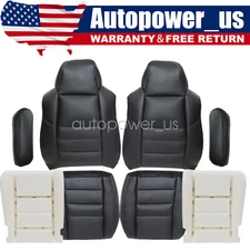 For 2002-2007 Ford F250 F350 Lariat Front Bottom / Top Leather Seat Cover Black
