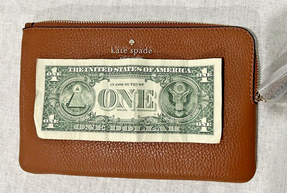 Kate Spade Leila Medium Wristlet Wallet L Zip Pebble Leather