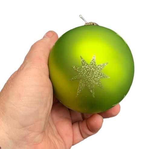 NWT Seasons Cannon Falls Chartreuse Green Blown Starburst Ornament Glitter - Picture 5 of 9
