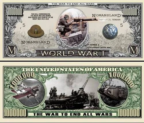 World War I Million Dollar Bill Play Funny Money Novelty Note + FREE SLEEVE