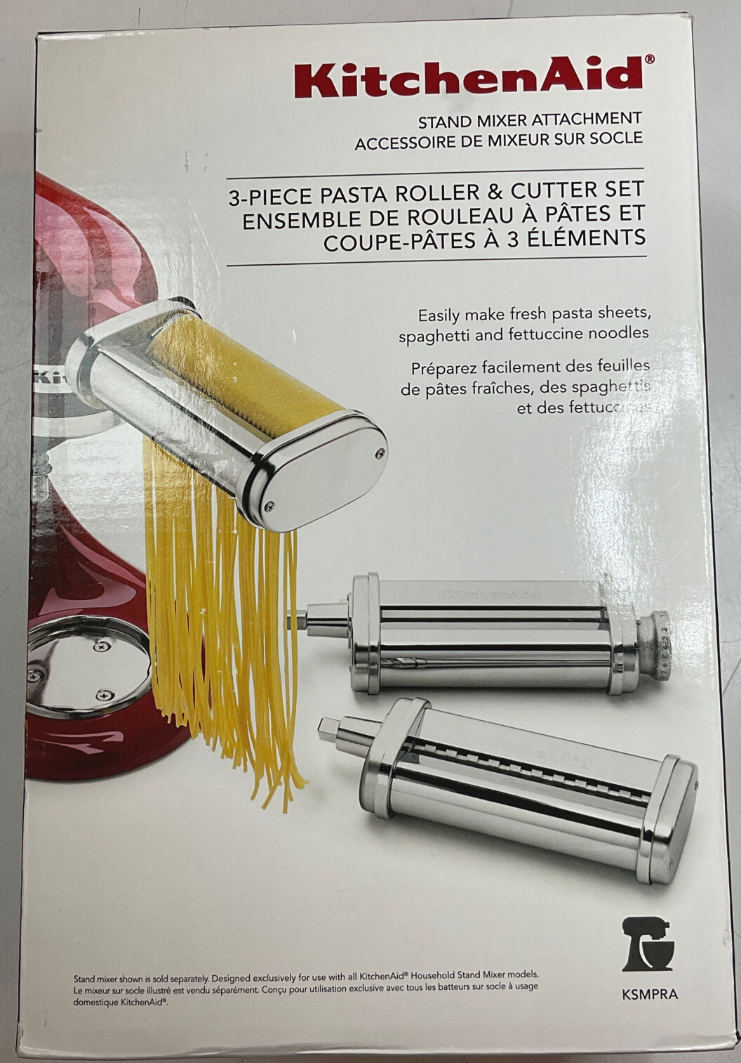 New KitchenAid KSMPRA 3Piece Pasta Roller & Cutter Set Stand Mixer