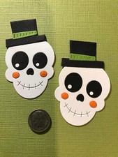 HANDMADE Die Cuts 2 Skeleton Heads Scrapbooking / Card Embellishment