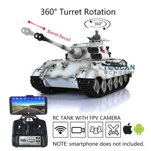 1/16 2.4G Henglong King Tiger 7.0 RC Tank 3888A 360° Turret Barrel Recoil FPV - Picture 1 of 7