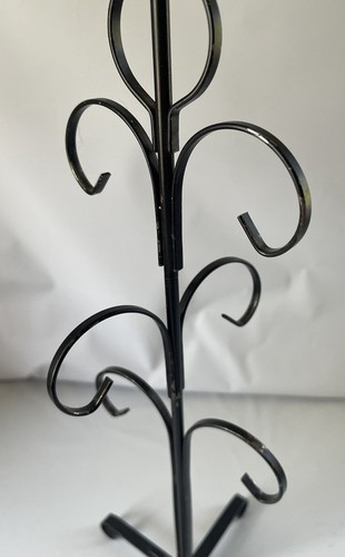 Taza de café de metal negro vintage soporte para árbol soporte 6 tazas 15" - Imagen 2 de 5