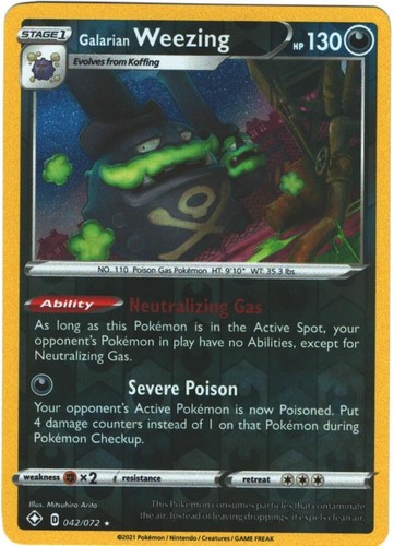 Galarian Weezing 42/72 Shining Fates Reverse Holo Rare Pokémon TCG 042/072